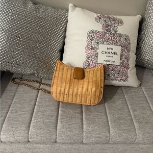 Beige Woven Crossbody Bag